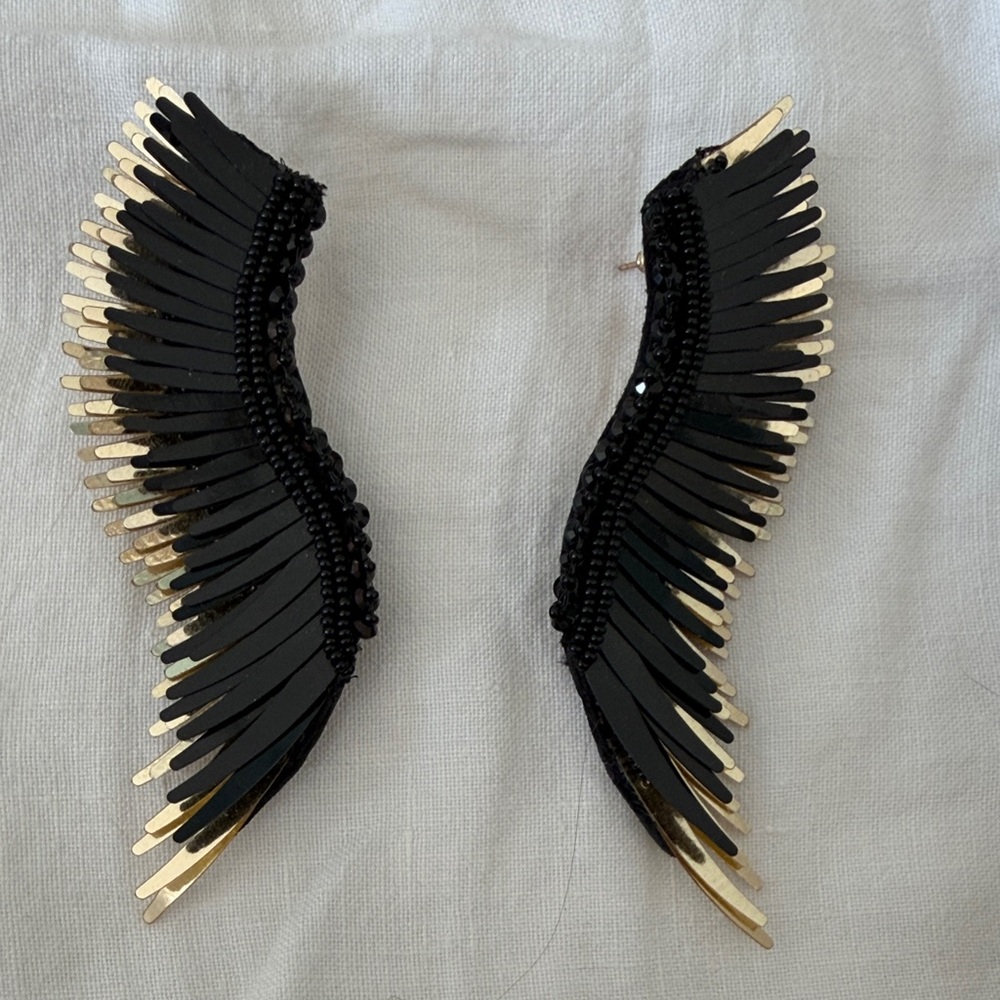 Mignonne Gavigan Elegant Black and Gold Wing Earrings